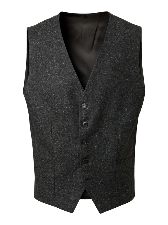 Selected Reg Bow Donegal Waistcoat - Dark Green