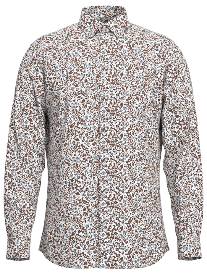Selected Slim Performance AOP Shirt LS - Bright White/Soft silt