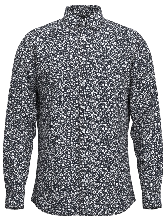 Selected Slim Performance AOP Shirt LS - Sky Captain/Deep Forest