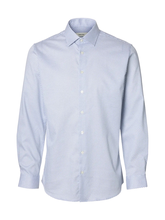 Selected Filip Performance Slim LS Shirt - Bright White/Navy Squar