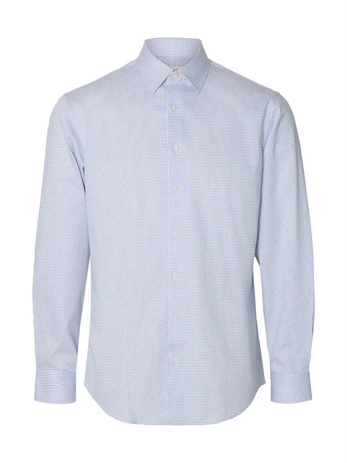 Selected Filip Performance Slim LS Shirt - White/Micro Geo