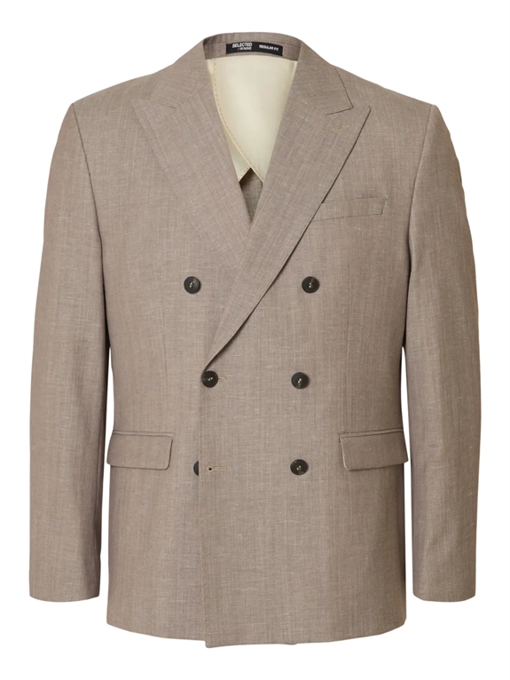 Selected Reg Tyler Wool Blend DB Blazer - Oatmeal