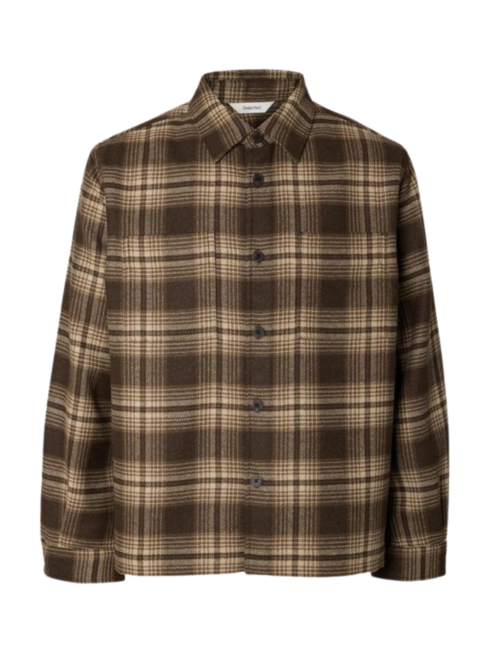Selected Mole Pablo Wool Blend Overshirt - Delicioso/Brown