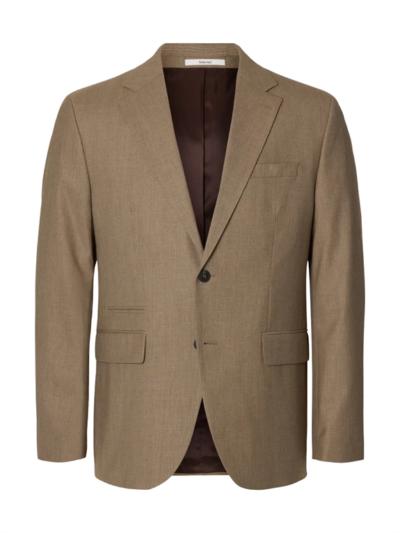 Selected Reg Neil Check Blazer - Light Brown Melange/Check