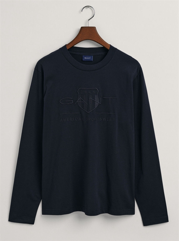 GANT Reg Tonal Shield LS T-shirt - Evening Blue