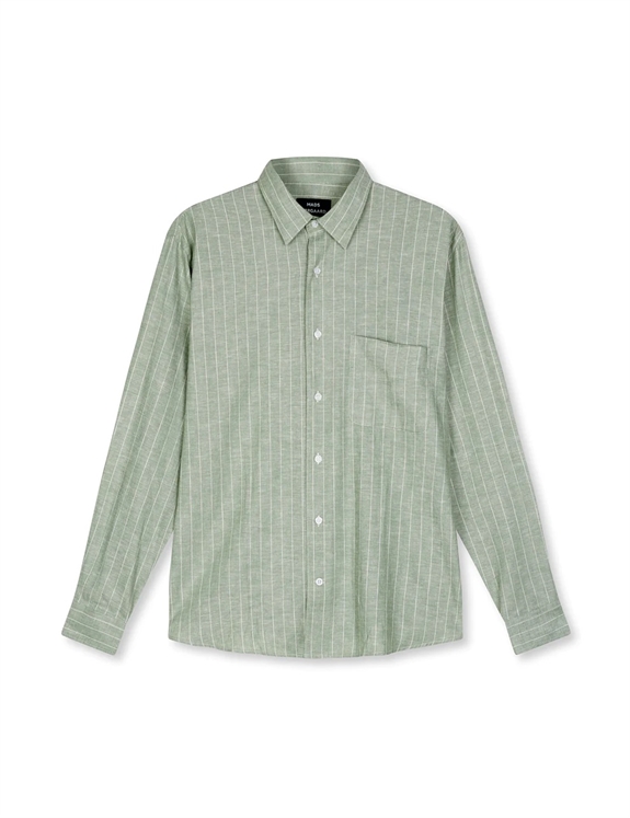 Mads Nørgaard Cotton Linen Malte Stripe Shirt - Sea Spray/Birtch