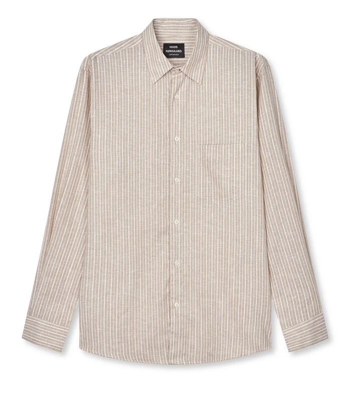 Mads Nørgaard Cotton Linen Sune Stripe Shirt - Trench Coat/White