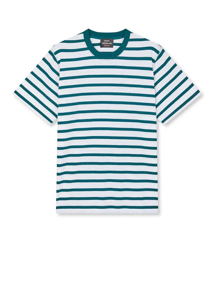 Mads Nørgaard Jersey stripe Frode t-shirt - Deep Sea / White