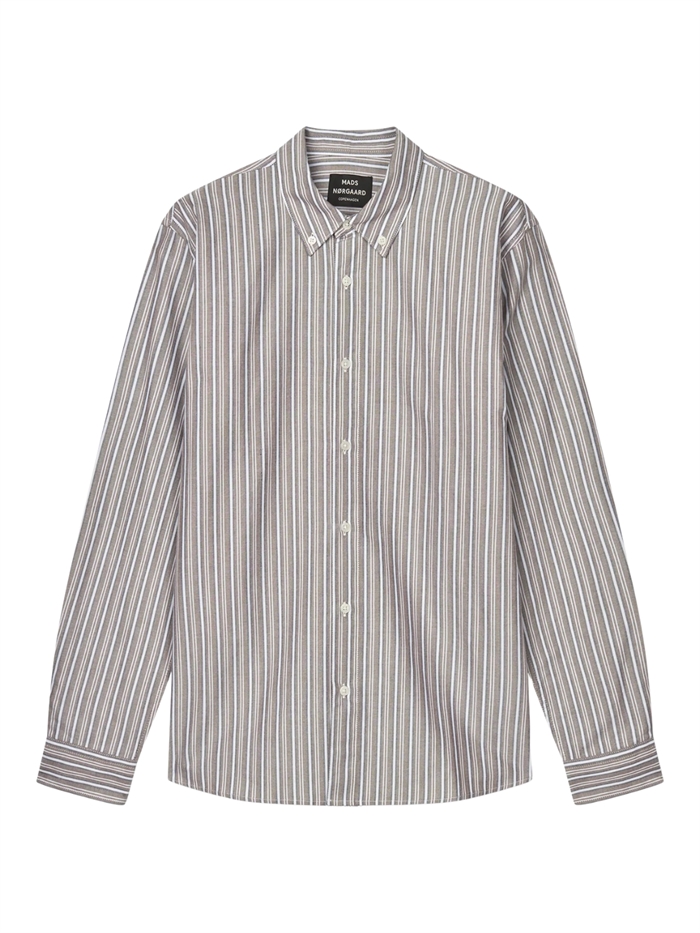 Mads Nørgaard Oxford Sune Stripe Shirt - Cocoa/Sky Captain