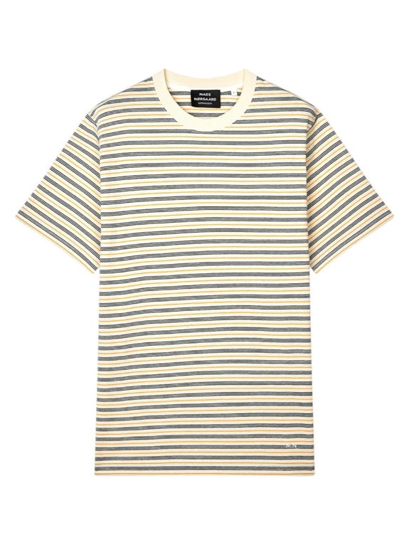 Mads Nørgaard Cotton Jersey Stripe Frode t-shirt - Vanilla Ice/Sky Captain/Zinnia