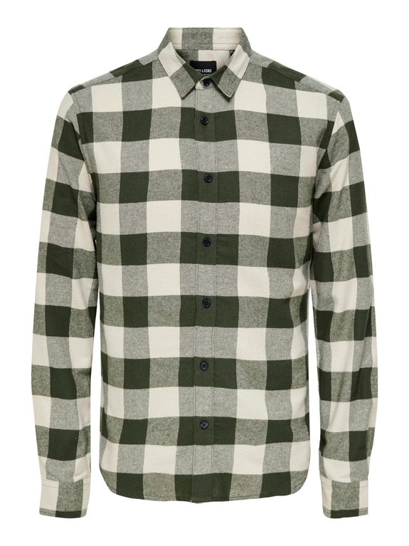 Only & Sons Gudmund LS Checked Shirt - Forest Night/Silver