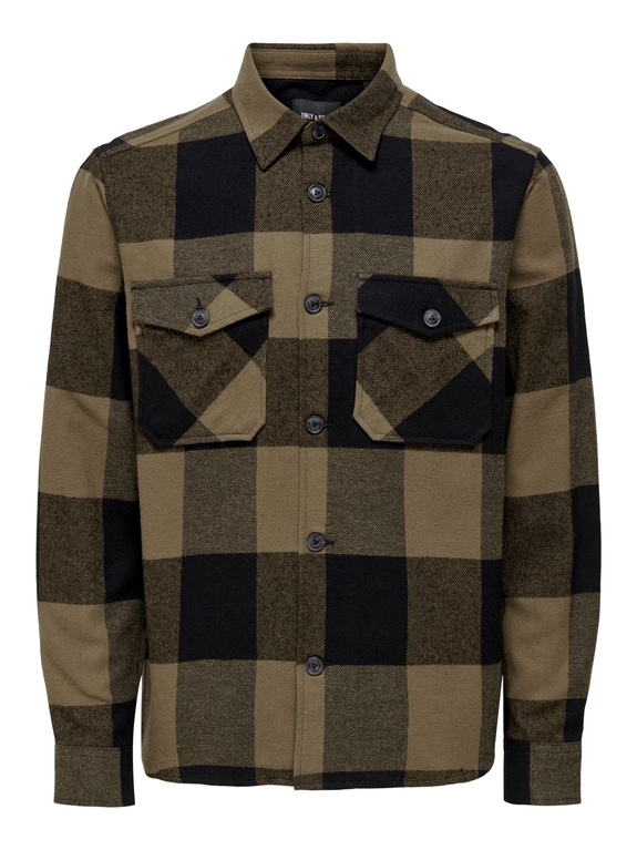 Only & Sons Milo LS Check Overshirt - Partridge