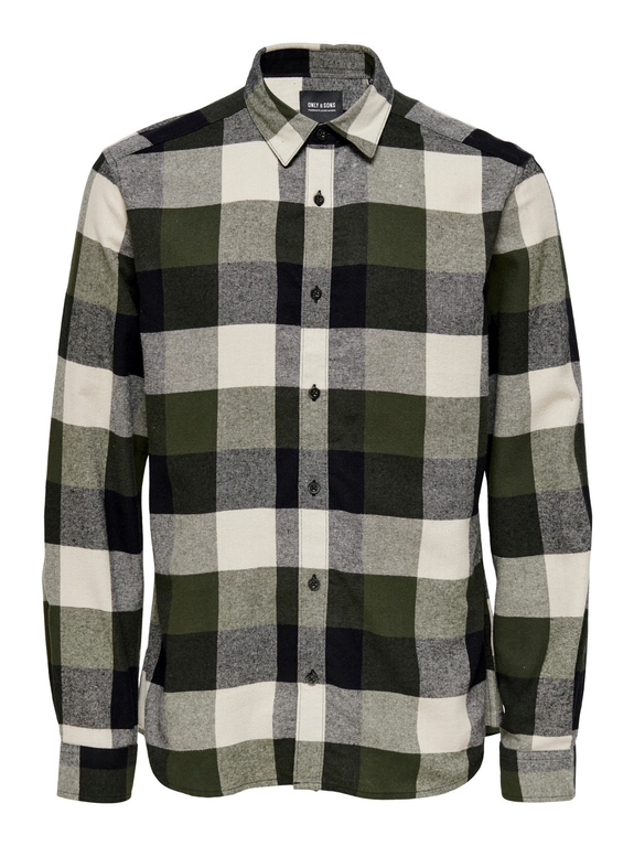 Only & Sons Gudmund LS 3T Checked Shirt - Forest Night