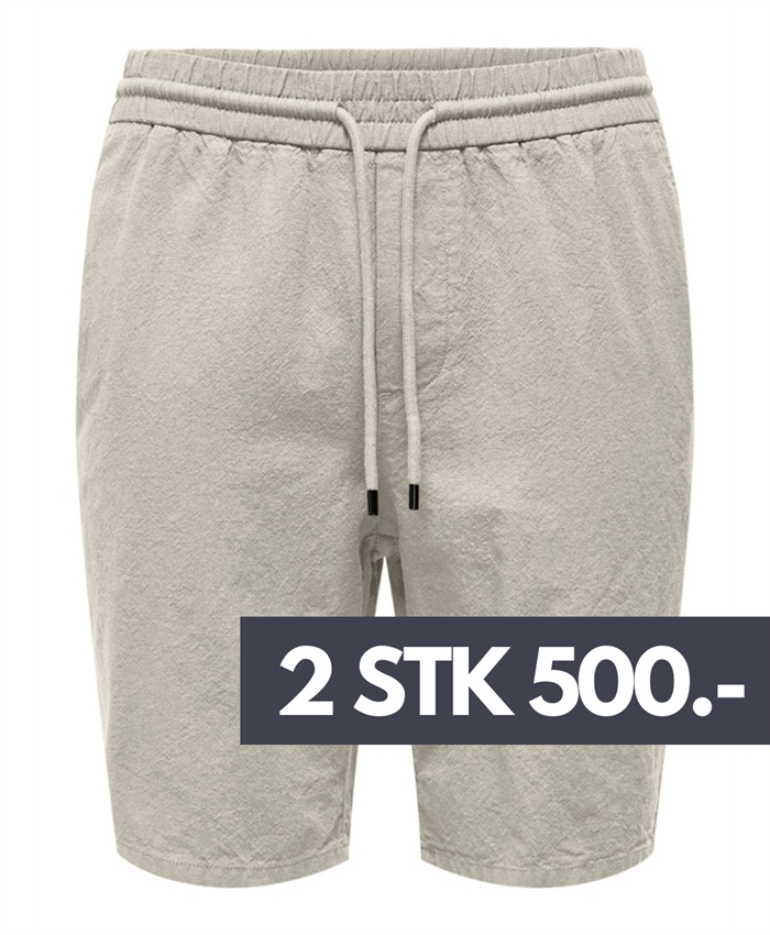 ONLY & SONS Linus Cotton Linen Shorts - Silver Lining
