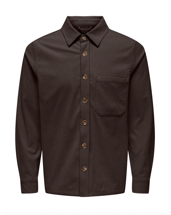 ONLY & SONS Tile Corduroy 0111 Shirt - Coffee Bean 
