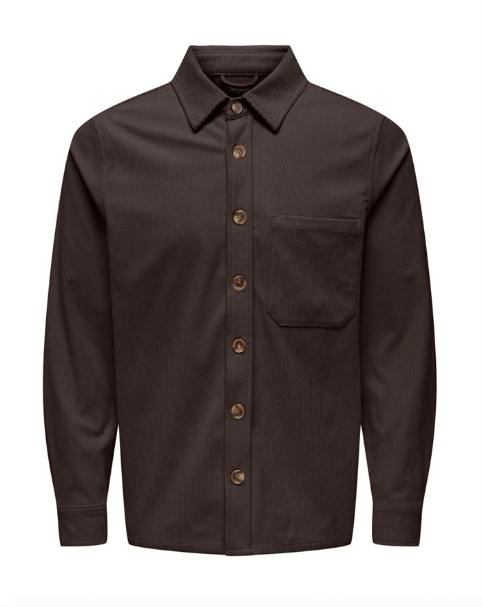 ONLY & SONS Tile Corduroy 0111 Shirt - Coffee Bean 