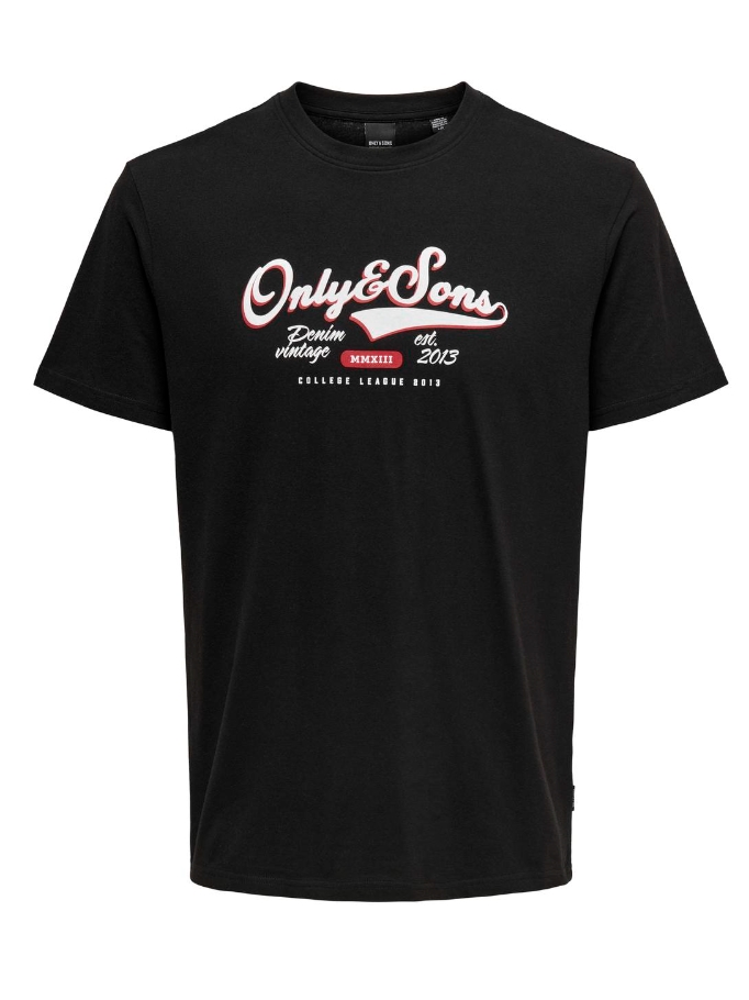 ONLY & SONS Lenny Life Reg Vintage Print Tee - Black