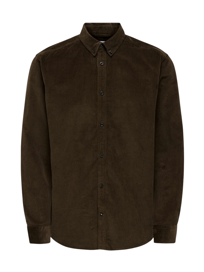 ONLY & SONS Michael 18W Reg Cord Stretch Ls Shirt - Demitasse