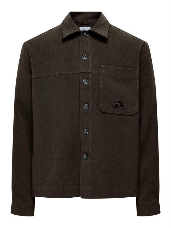 ONLY & SONS Marlon Comfort Stretch Overshirt - Major Brown/Melange