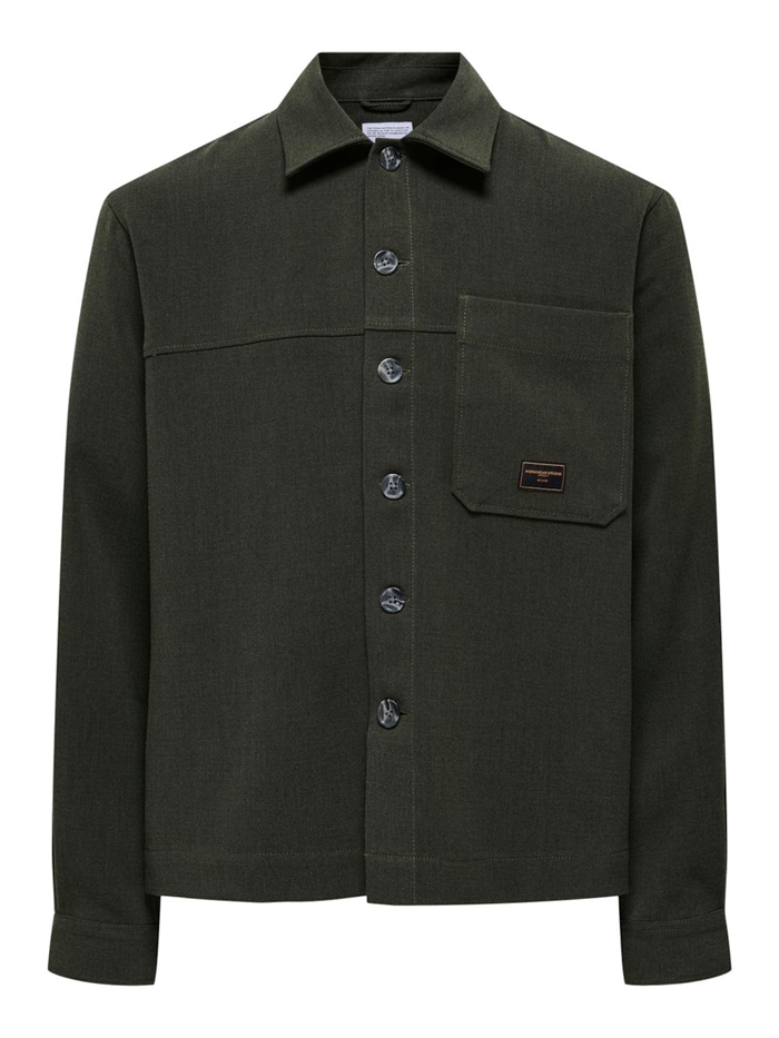 ONLY & SONS Marlon Comfort Stretch Overshirt - Olive Night/Melange