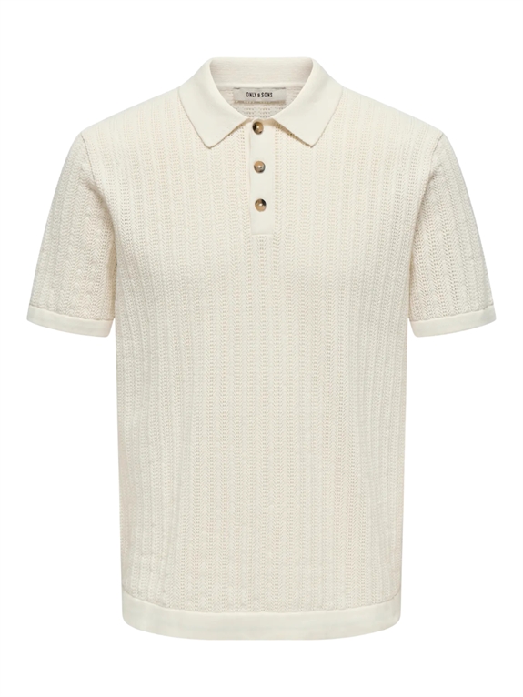 ONLY & SONS Moon REG SS Polo Knit - Egret