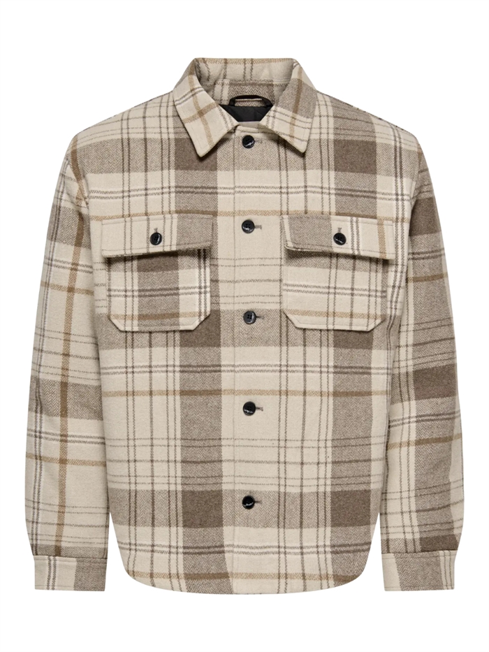ONLY & SONS Zack Overshirt OTW - Desert Taupe/Checks