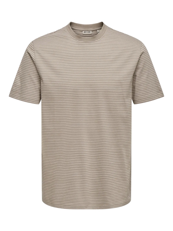 ONLY & SONS Fred Life RLX SS Stripe Tee - Desert Taupe/Gardenia