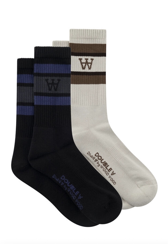 Wood Wood by Double A Kyle 2-pack sock - Black/Moonstruck