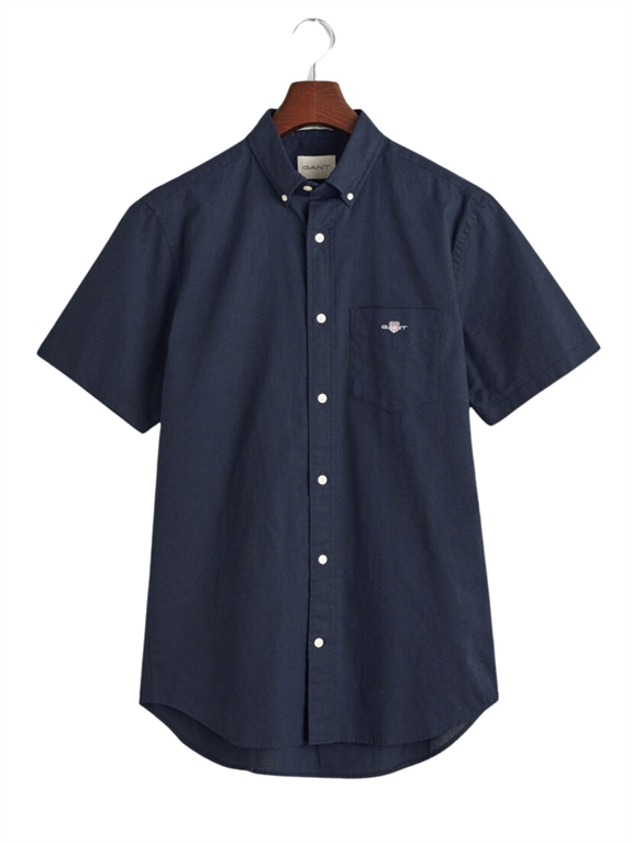 GANT Reg Cotton Linen SS Shirt - Evening Blue