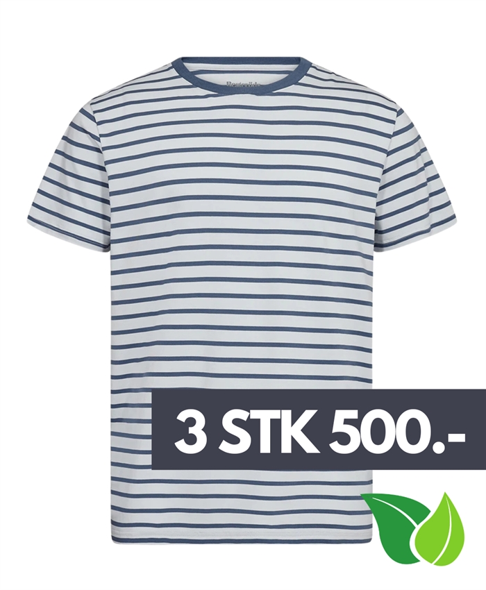 Resteröds Bambus r-neck t-shirt - Light Blue Stripe