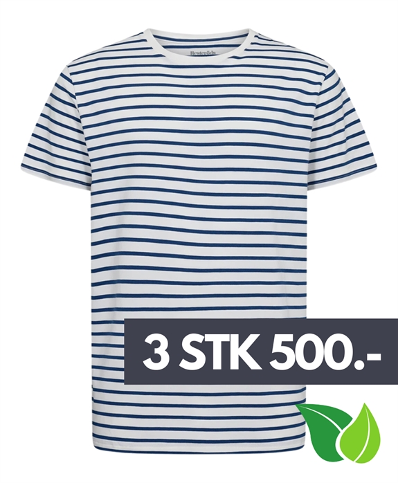 Resteröds Bambus r-neck t-shirt - Blue Striped