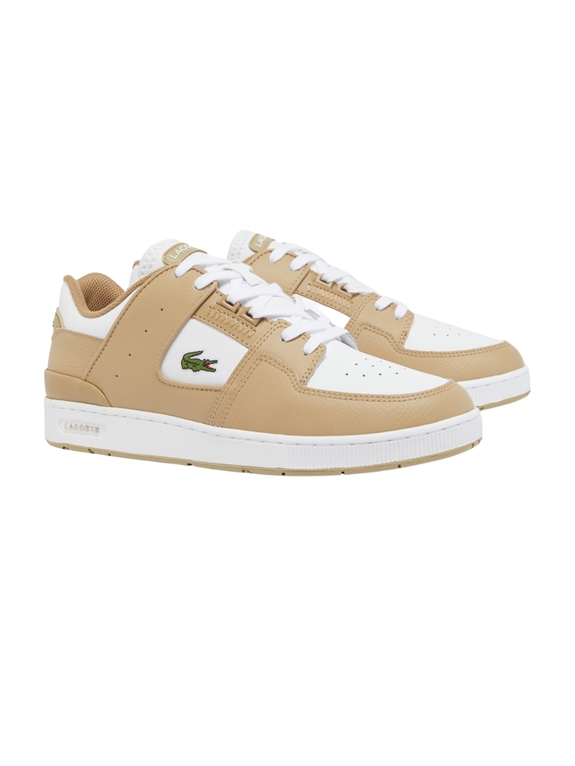 Lacoste Court Cage Leather Sneakers - Light Brown/White