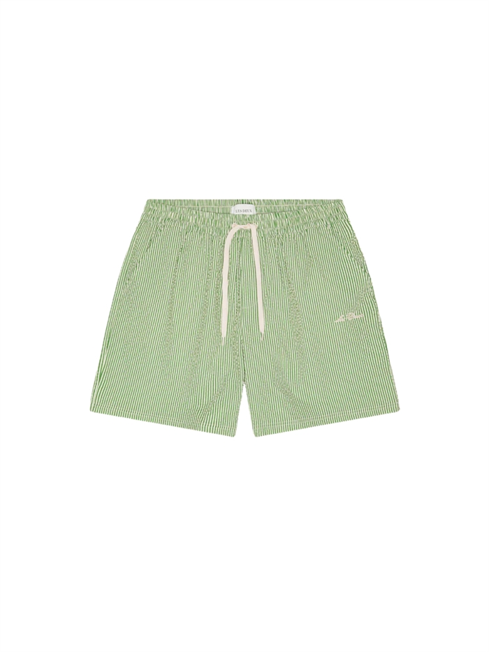 Les Deux Stripe Seersucker swimshorts - Artichoke Green