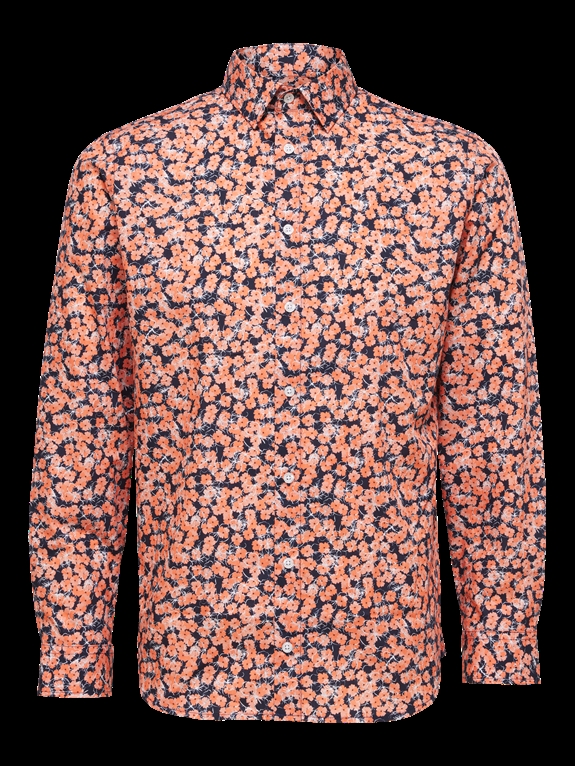 Selected Slim-Malo LS Shirt - Dark Navy/Orange