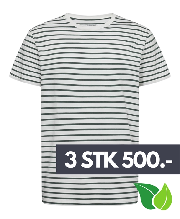 Resteröds Bambus r-neck t-shirt - Green Striped