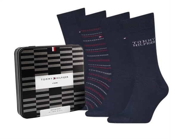 Tommy Hilfiger Sock 4 Pack Tin Giftbox - Navy