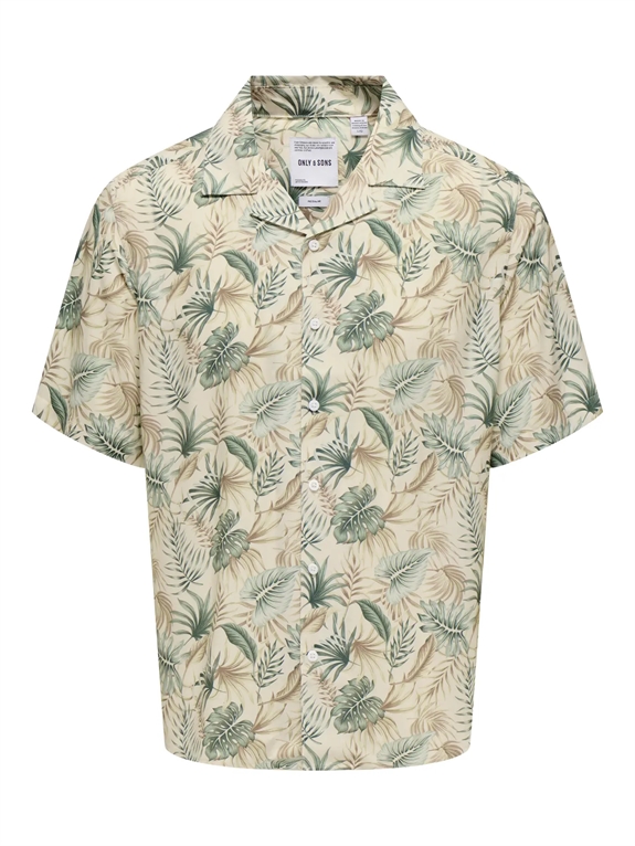 Only & Sons Wayne Life AOP SS Viscose Shirt - Egret