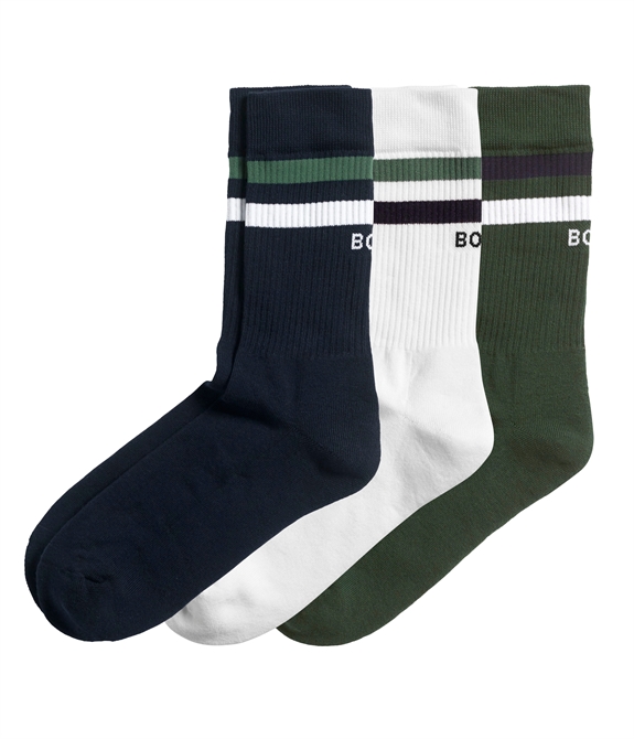 BJÖRN BORG Core Crew Socks 3-pack - White/Blue/Green