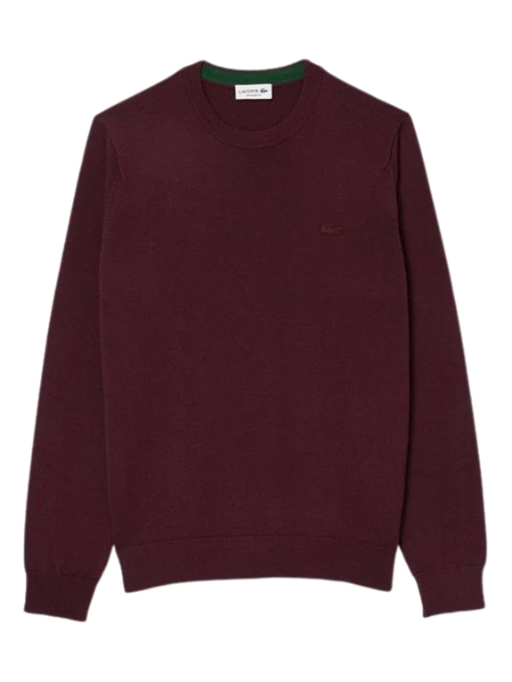 Lacoste Monochrome Cotton Crew Neck Sweater - Bordeaux