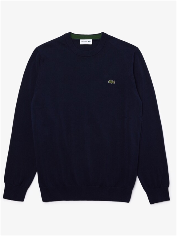 Lacoste Monochrome Cotton Crew Neck Sweater - Midnight Blue