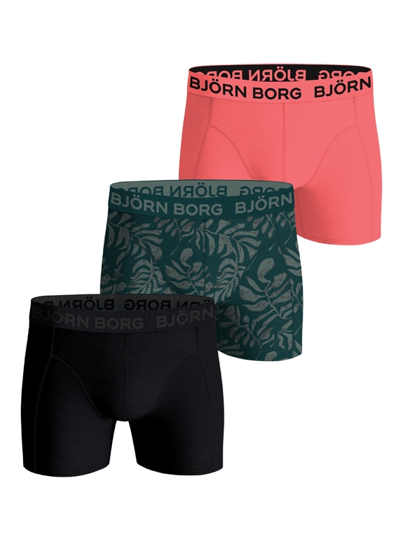 BJÖRN BORG Cotton Stretch Boxer 3-Pack - MP002 (black, green,pink)