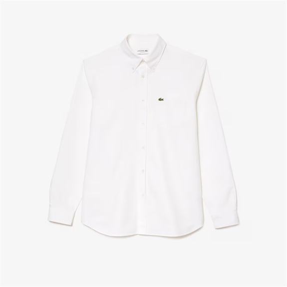 Lacoste Regular Fit Cotton Oxford Shirt - White
