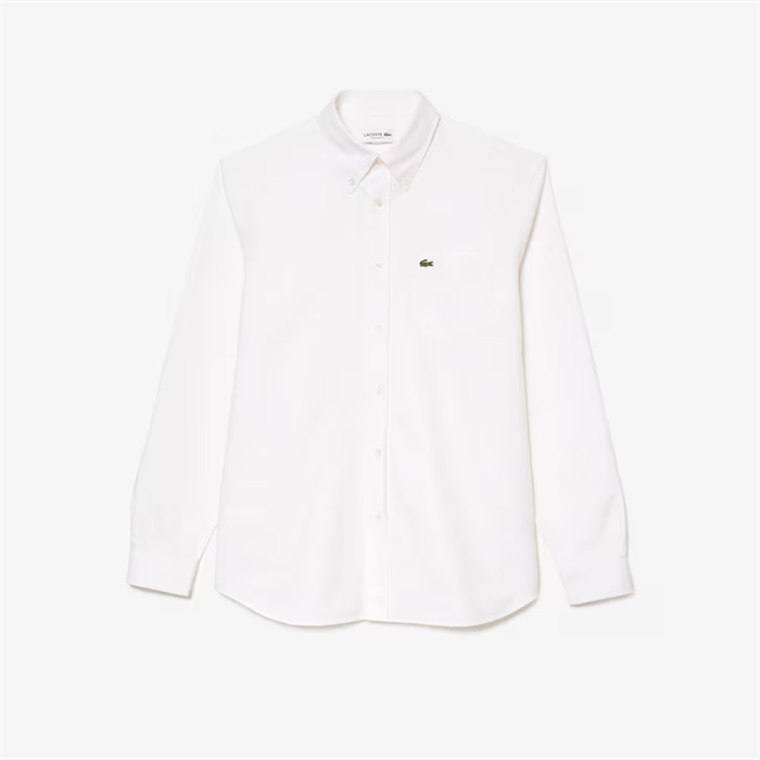 Lacoste Regular Fit Cotton Oxford Shirt - White