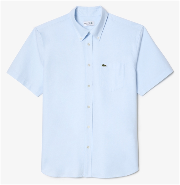 Lacoste Regular Short Sleeved Oxford shirt - White/Blue