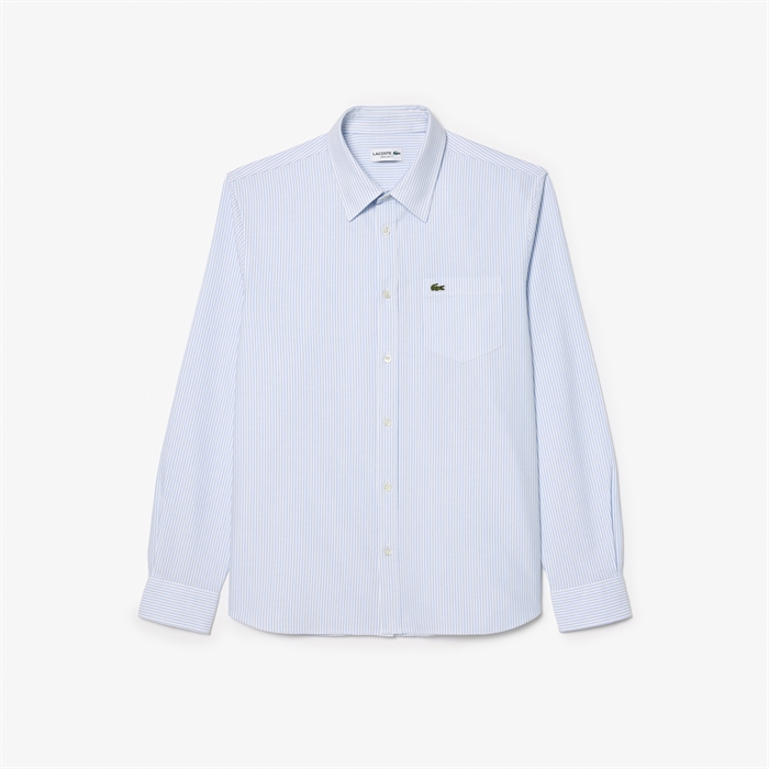 Lacoste Regular Fit Striped Oxford Pocket Shirt - Blue/White