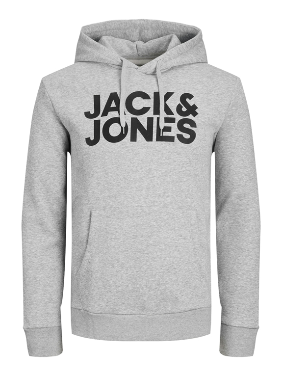 Jack & Jones Corp Logo Sweat Hoodie - Light Grey Melange