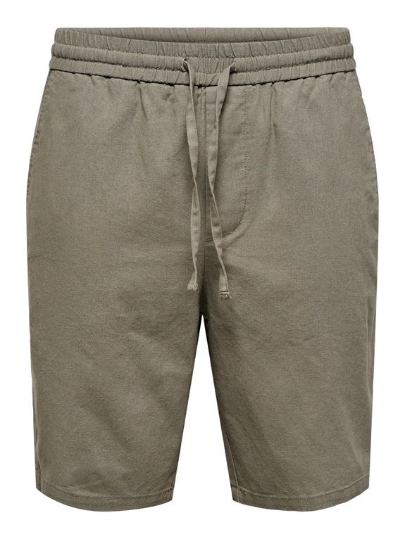ONLY & SONS Linus 0007 Cotton Linen Shorts - Fallen Rock