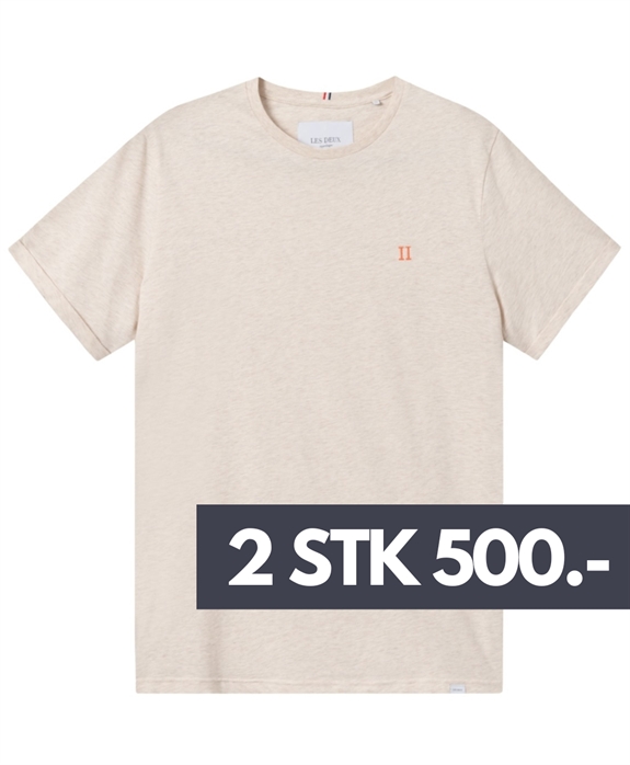Les Deux Nørregaard T-shirt - Ivory Melange/Orange