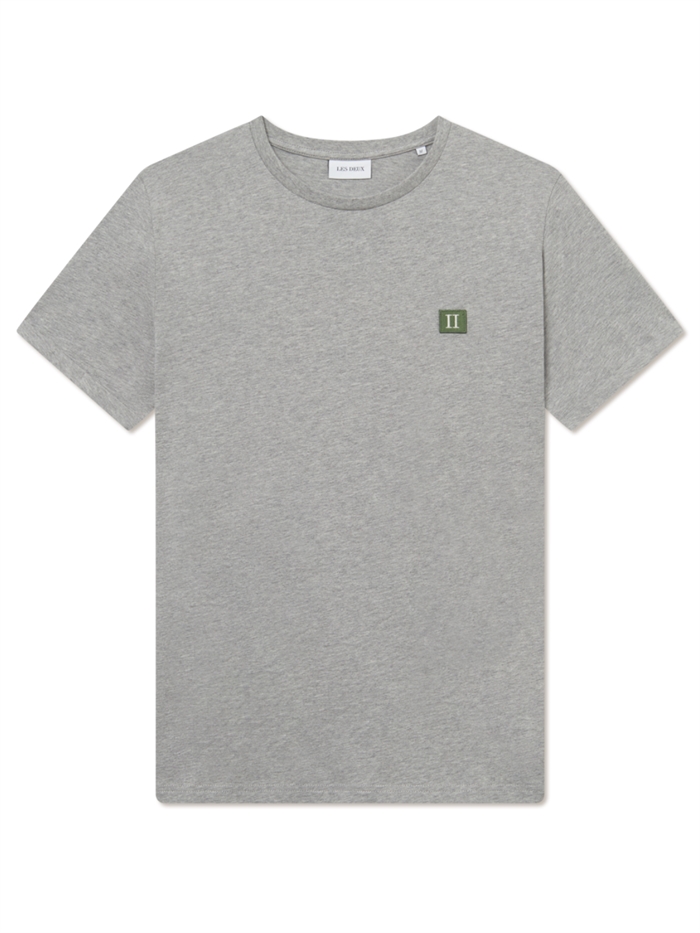 Les Deux Piece T-shirt - Light Grey Melange/Chive Green-Light Sand