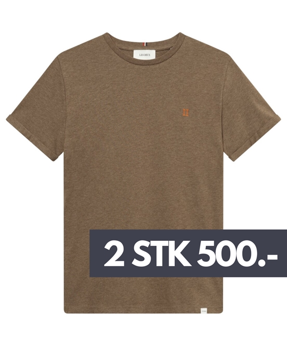 Les Deux Nørregaard t-shirt - Walnut Melange/Orange